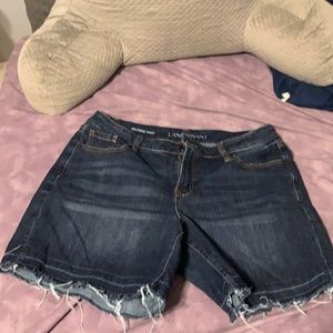 Denim girlfriend a shorts with fringe hem